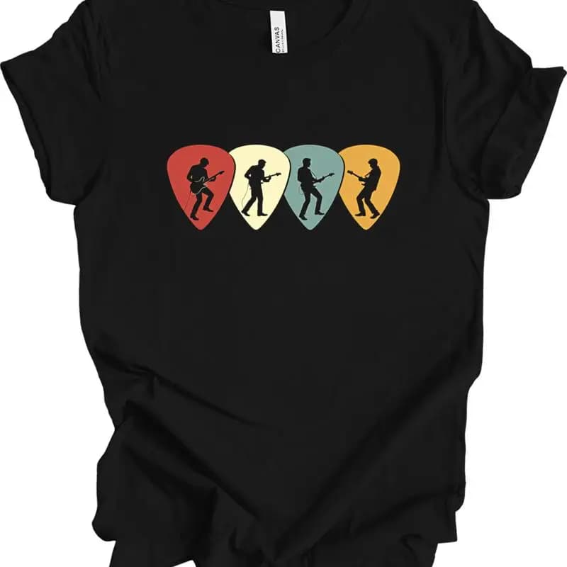 Retro Vintage Guitarist Design – Guitar Pick Musician Gift T-shirt