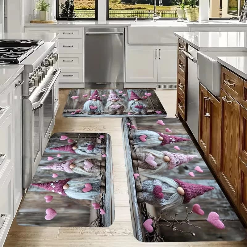Gnomo Love Print Pattern Primavera Estate Tappetino da cucina Lavanderia Zerbino Tappetino da ingresso per bagno