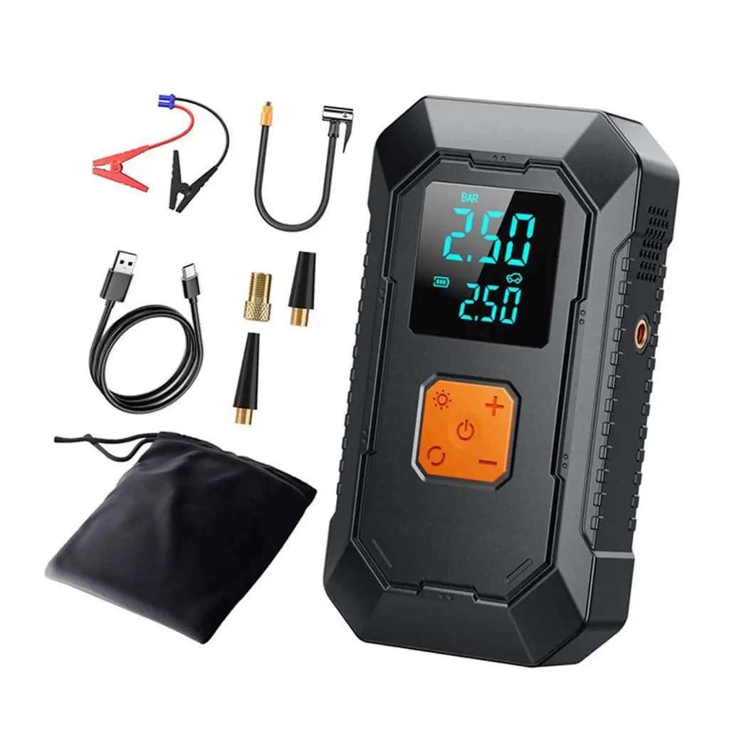 Avviatore d'Emergenza per Auto con Display LED Digitale, Compatto Senza Fili 12V, Versatile, Portatile, Gonfiatore Pneumatici e Pompa d'Aria