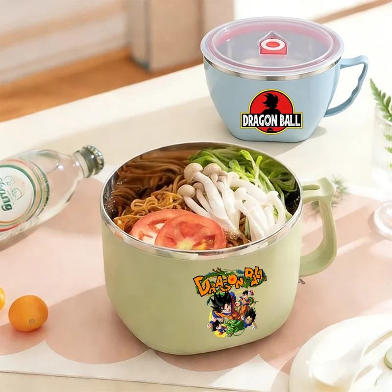 Contenitore termico per alimenti in acciaio inossidabile Dragon Ball con manico, ciotola per zuppa, ciotola per noodle istantanei, regalo.