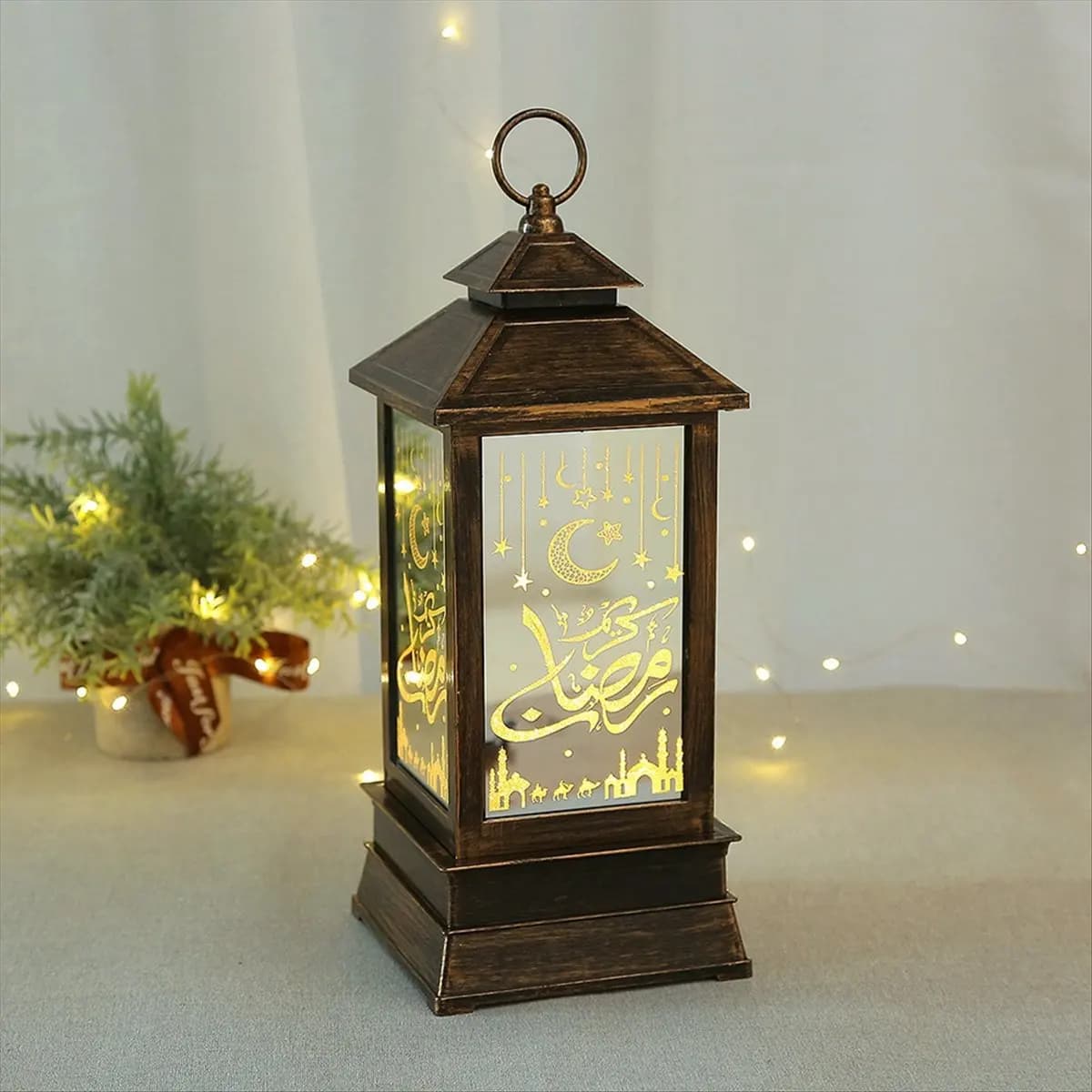 (HOPE) Lanterna LED Eid Mubarak, Decorazioni per Ramadan, Luce Notturna, Illuminazione per Casa, Regali per Feste del Ramadan, A