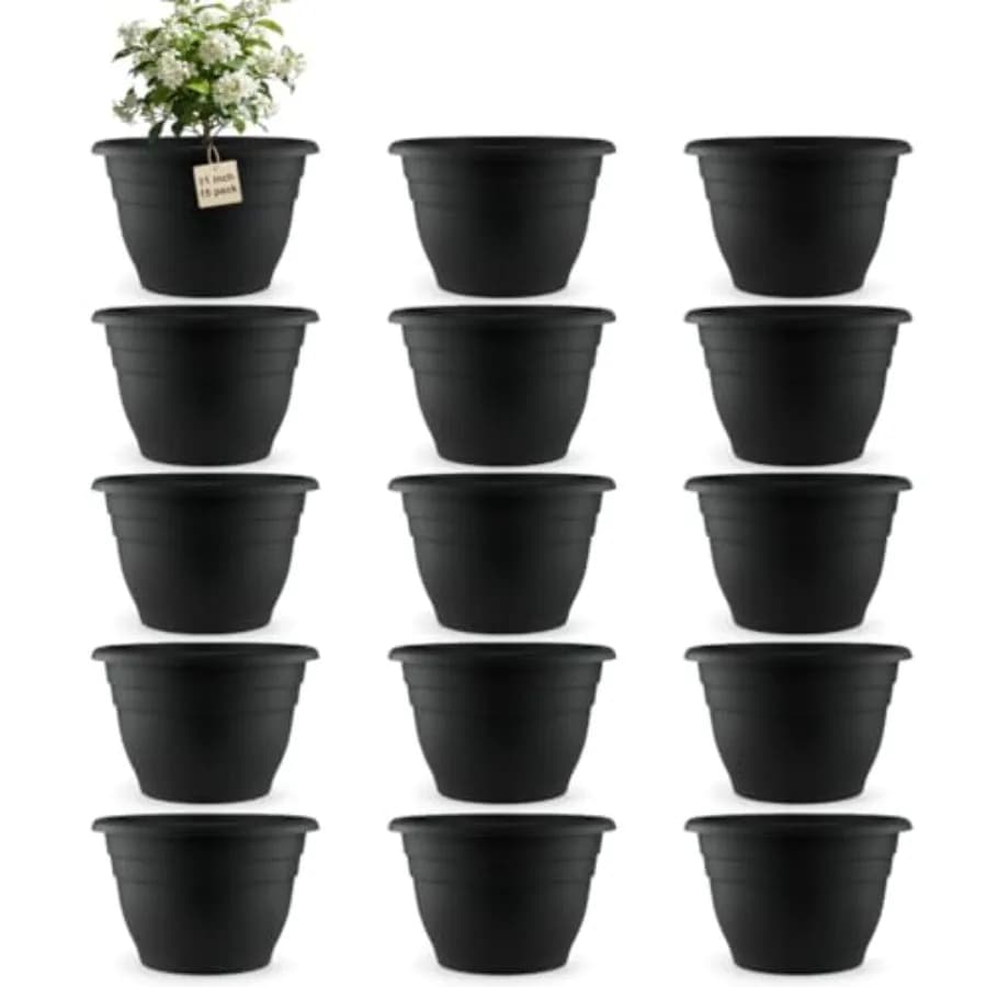 Confezione da 15 vasi per piante con fori di drenaggio, vasi da fiori in plastica con fori per appendere, fioriere resistenti per piante da porta e da esterno, N