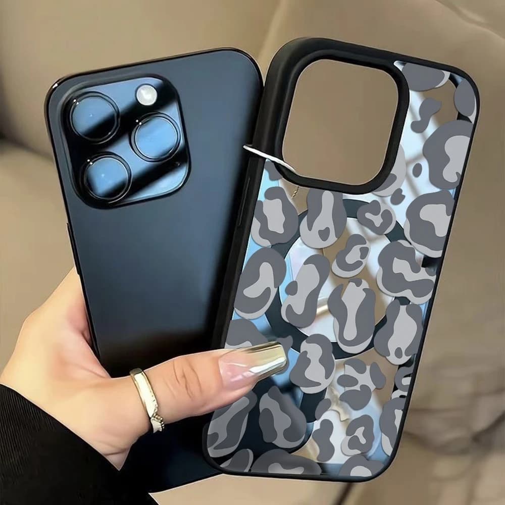 Black Leopard Print Pattern Case For iPhone 13 Case iPhone 17 15 11 14 12 16 Pro Max Air Clear For Magsafe Wireless Charge Cover
