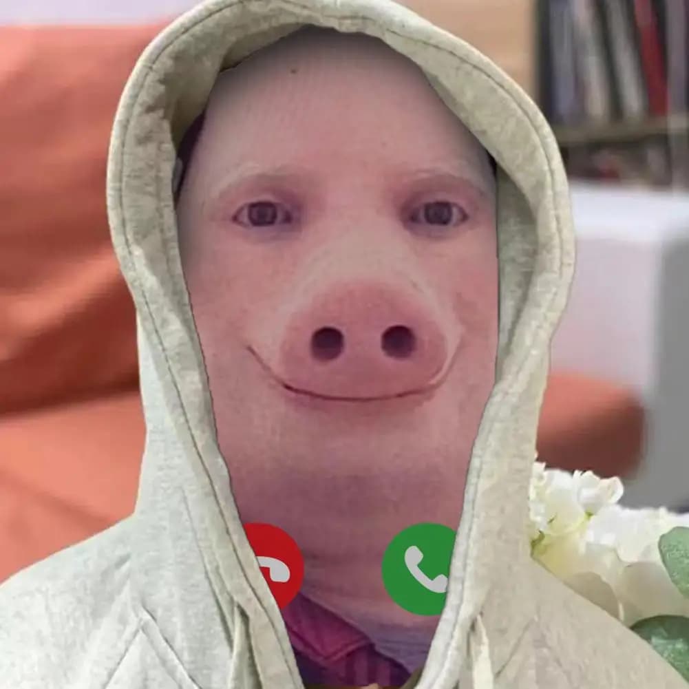 Interessante maschera senza cuciture stampata in 3D John Pork Sorridente Cosplay Maschera facciale Puntelli cosplay per feste