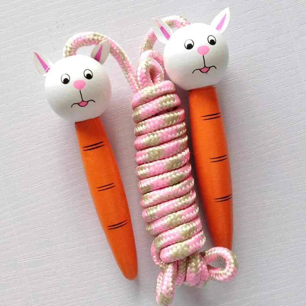 Kids Adjustable Jump Rope with Cute Cartoon Animal Design Rabbit for School Fitness Exercise Skipping Rope Kindergarten Use