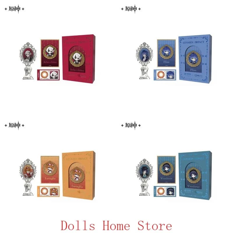 Official Anime Genshin Impact Arlecchino Columbina Flins Skirk Tartaglia Cosplay Wax Seal Stamp Sealing Waxing Gift Box