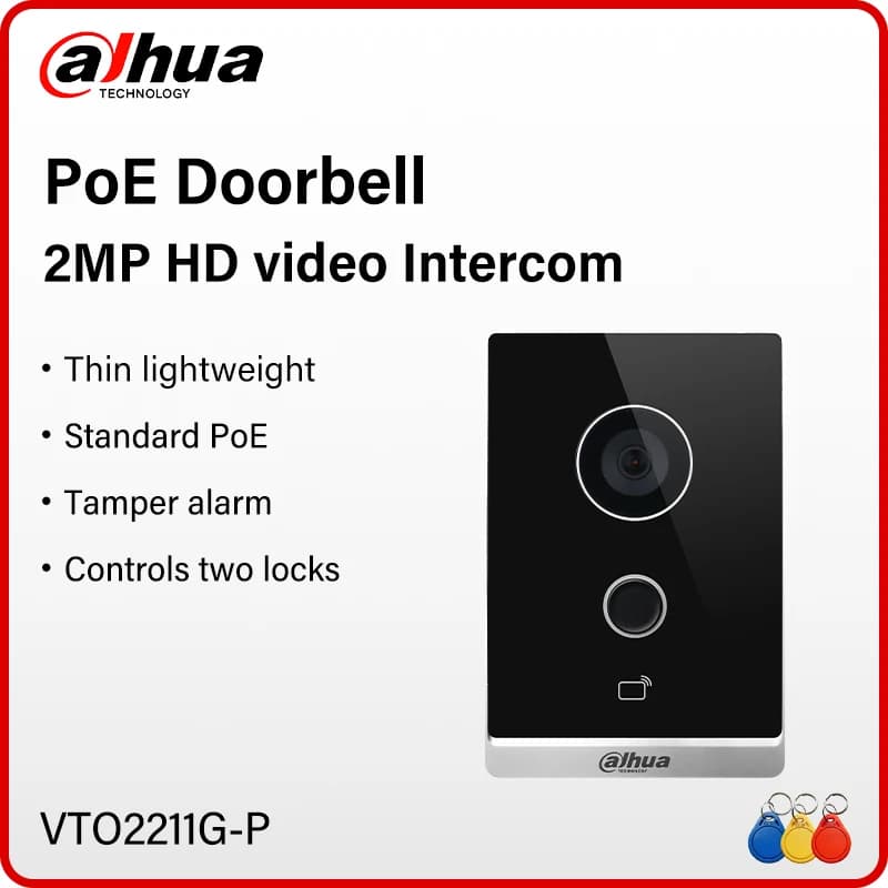 Dahua 2MP Villa Door Station Videocitofono PoE completamente digitale Campanello bidirezionale Scheda per visione notturna IR/Sblocco APP VTO2211G-P-S2