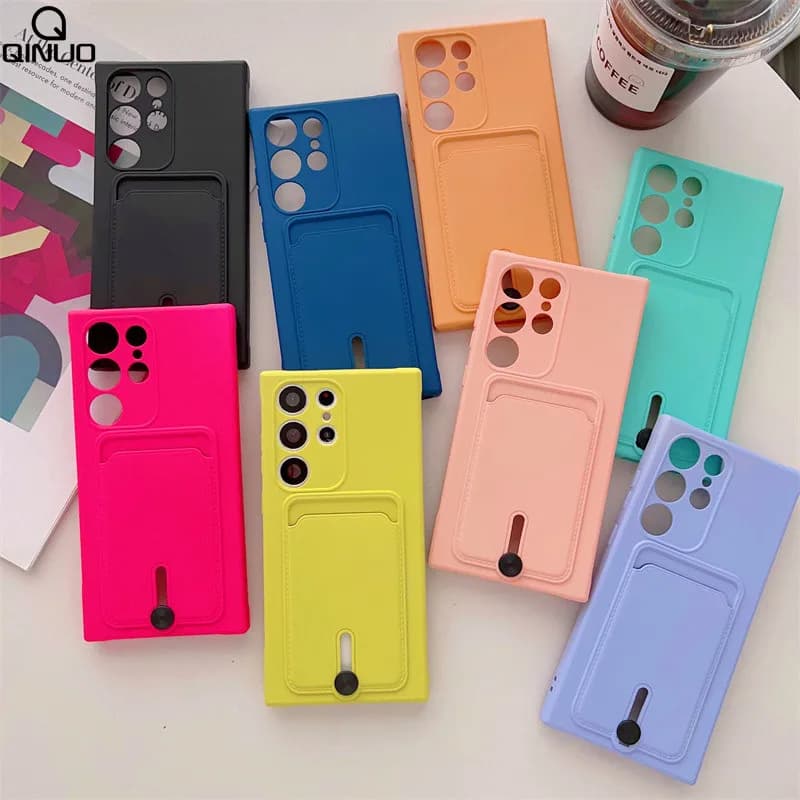 Custodia per telefono porta carte in Silicone per Samsung Galaxy S24 S23 S22 S21 S20 FE Ultra Plus A02 A12 A21S A22 A32 A52 A72 A51 A71 Cover