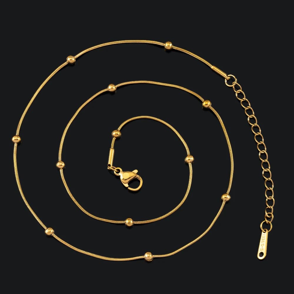 2 pz 5 pz 40 cm In Acciaio Inox Rotondo Serpente Perline Chian con Sfera Bead Aragosta Chiusura Catene Estese Collana FAI DA TE Creazione di Gioielli