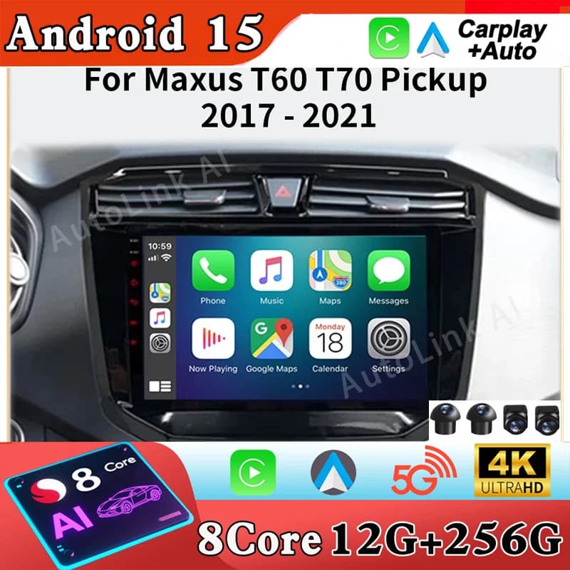 10" Android 15 System For Maxus LDV T70 T60 MG Extender 2017 - 2022 Car Radio Wireless Carplay Auto Media GPS Voice Control DSP