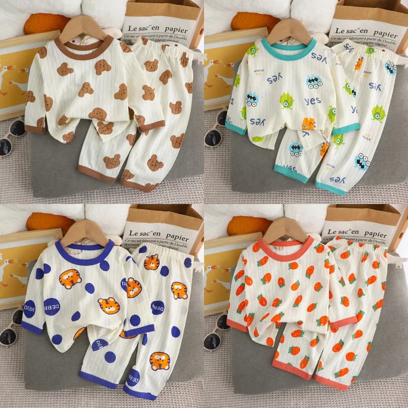 Girls Cartoon Pants Suit Boys Cute Fashion Casual Set Spring Autumn New Baby Thin Section Pajamas Pajama Pants 2 Pcs 7M-10 Years