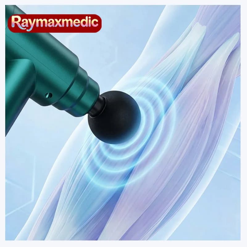 Raymax Portable Massage Gun for Background Fabrics, Electric Impact Massage Rechargeable with 4 Replaceable Heads