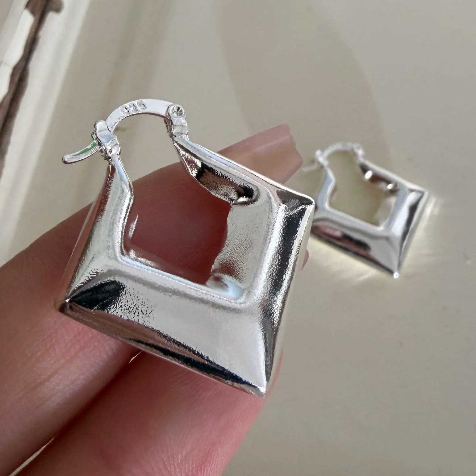 925 Sterling Silver Earrings For Women Trendy Geometric Big Square Earring Jewelry Prevent Allergy Party Gift Accessories