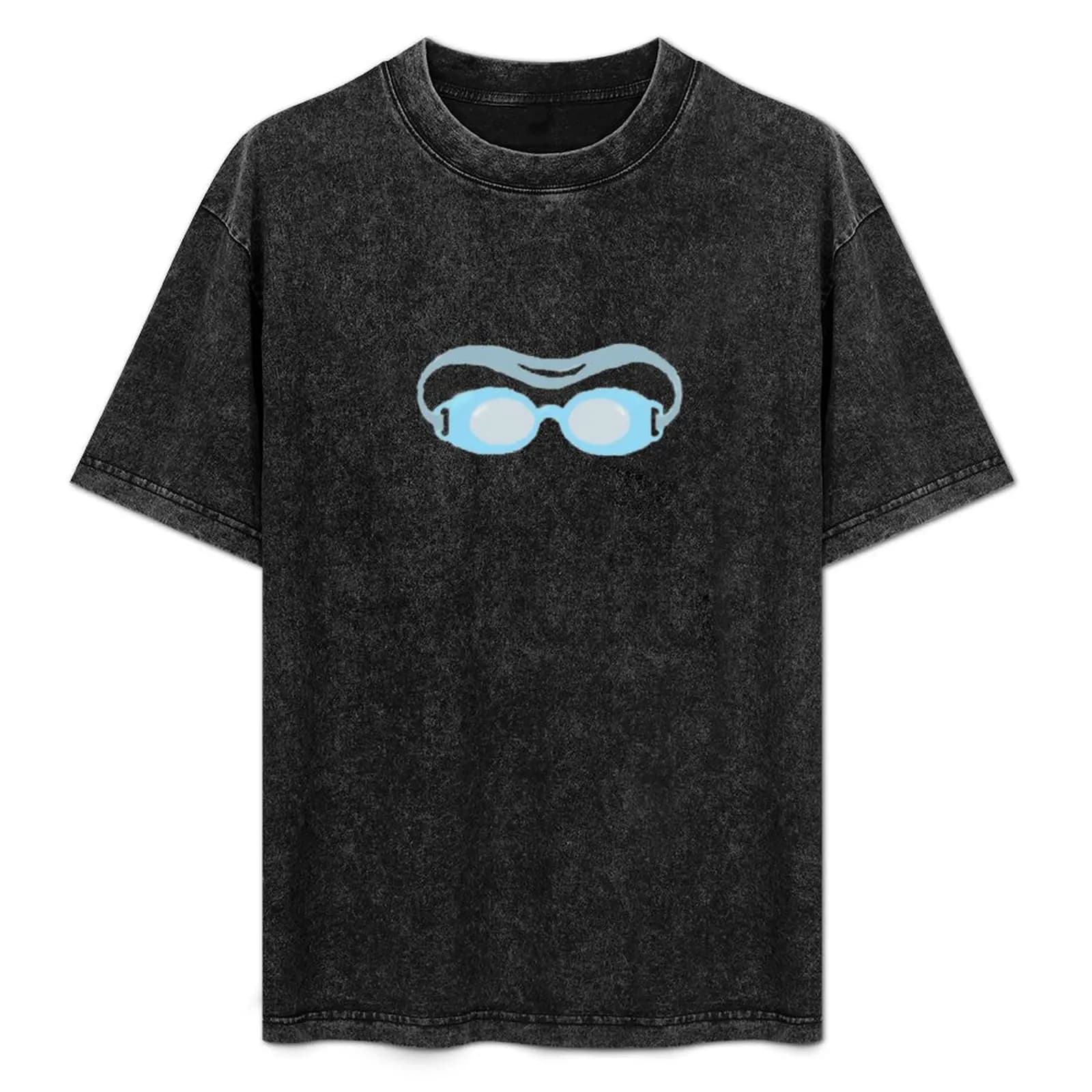T-shirt con occhialini da nuoto, taglia grande, girocollo