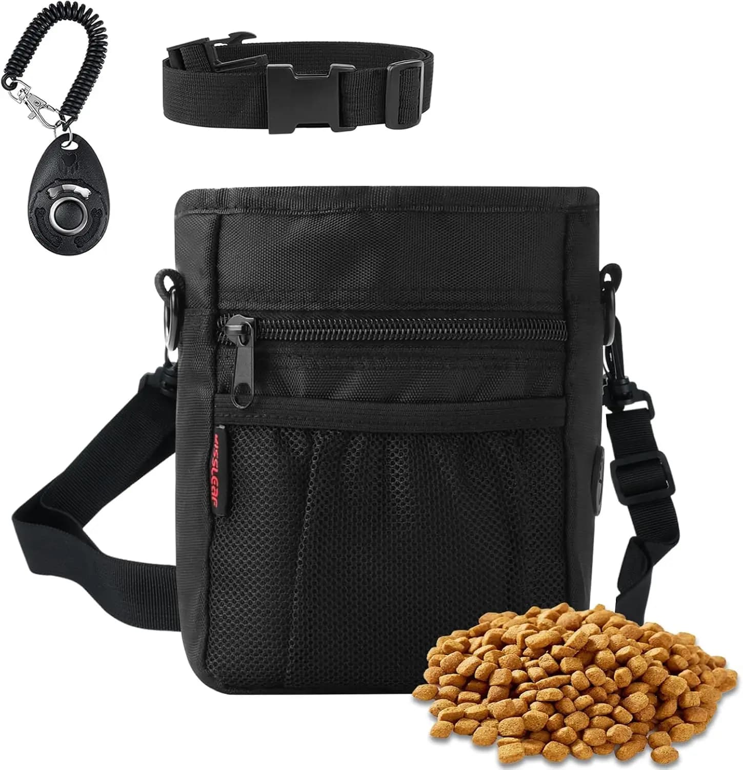 Borsa per Snack per Cani con Chiusura Magnetica, Dispenser Sacchetti per Escrementi e Clicker per Addestramento Mani Libere