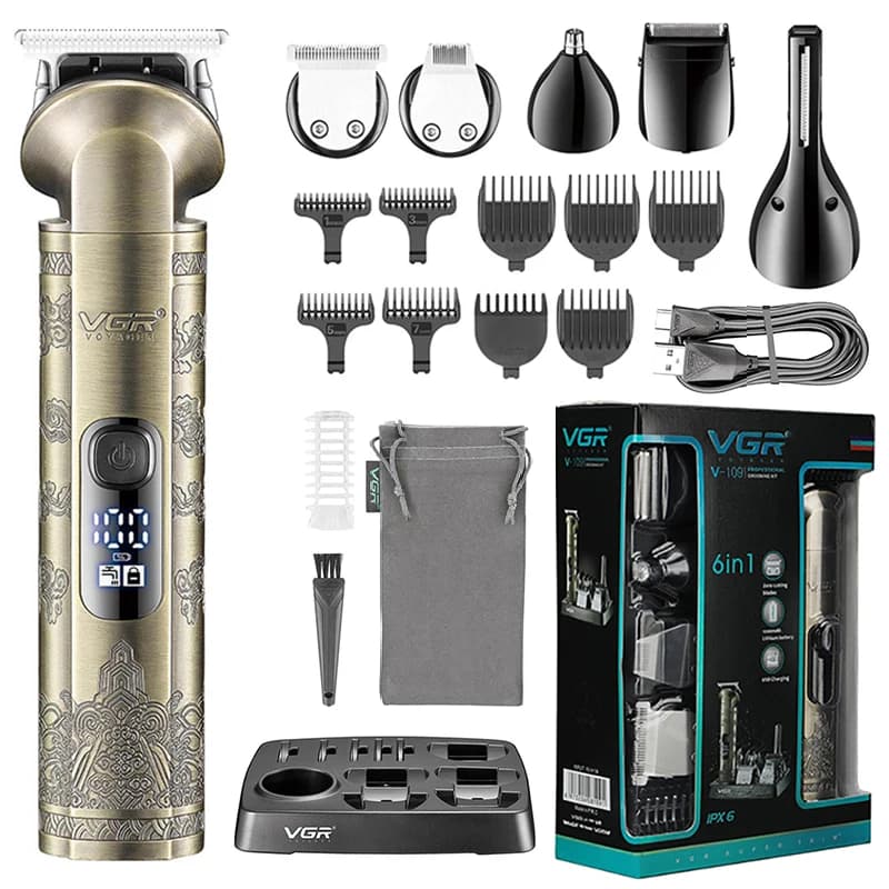 VGR All-in-one Hair Beard Trimmer Professional Men Body Groomer Clipper rasoio elettrico Trimer lavabile viso, naso, orecchio, sopracciglio