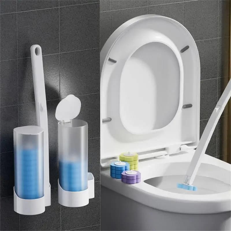 Detergente per scopino usa e getta con manico lungo Spazzola per pulizia bagno con testina sostituibile Accessori per WC