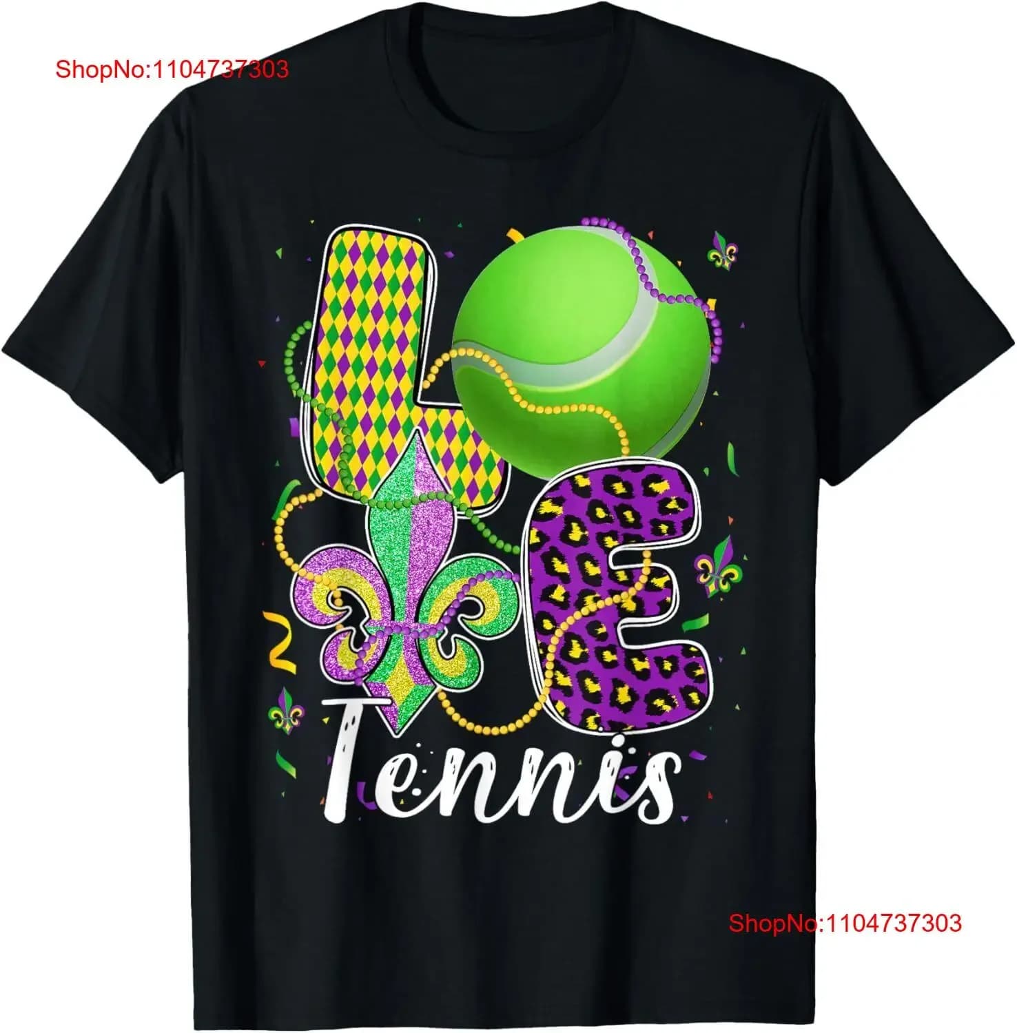 Love Tennis Ball Leopard Mardi Gras Fat Tuesday Parade Boys T Shirt vintage lavato homme Elegante versatile Grafica morbida