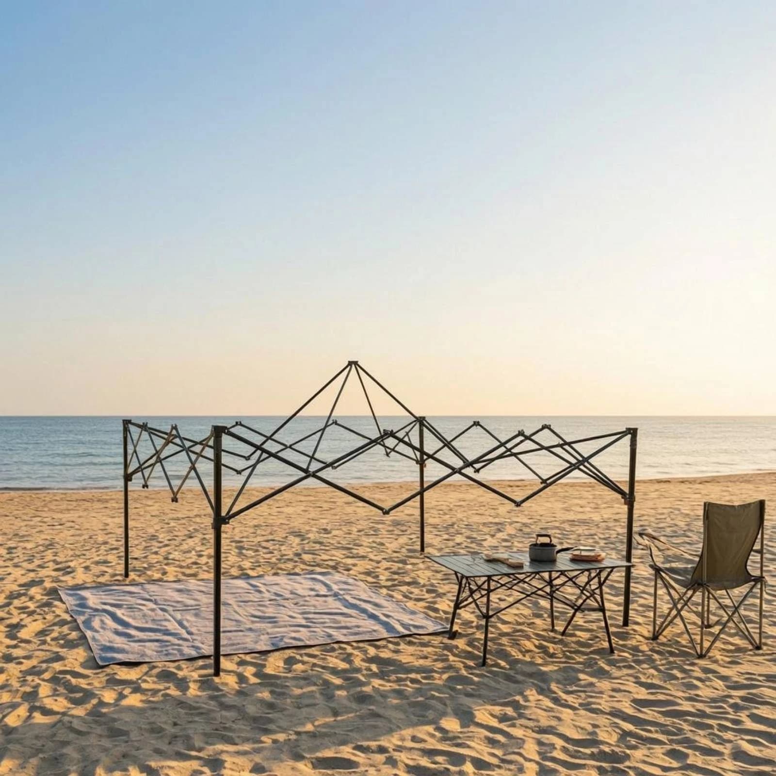 Folding Canopy Frame Cylindrical Metal Fold-out Tent Frame Fold-out Canopy Foldable Outdoor Shelter Peaked