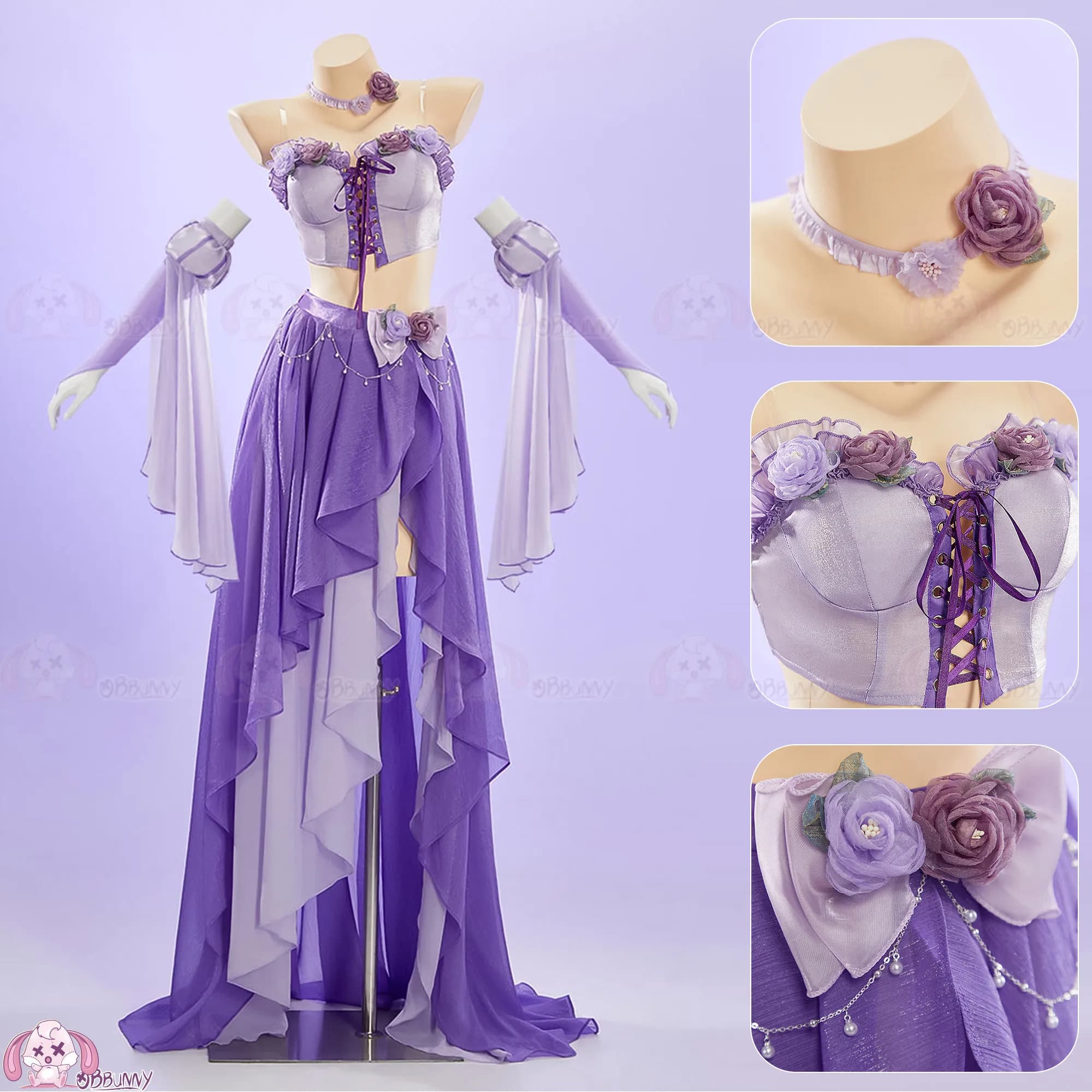 Purple Flower Fairy Light Elf Fairy Dance Dress Cosplay Costume, Doujin Impression Fairy Tulle Skirt