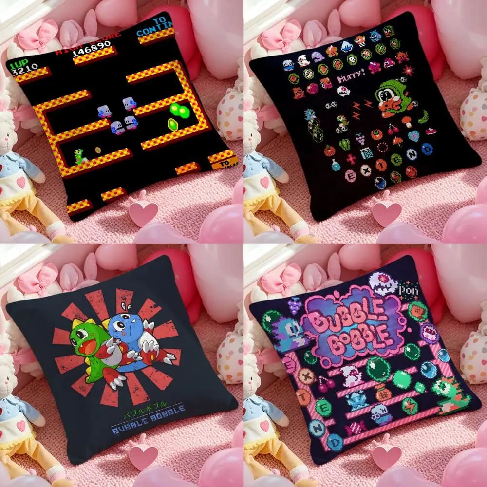 Puzzle Game B-Bubbles Bobble Pillow Case Soft Plush Fabric Double-Sided Printed Cushion Cover Warm Winter Sofa Pillow Case