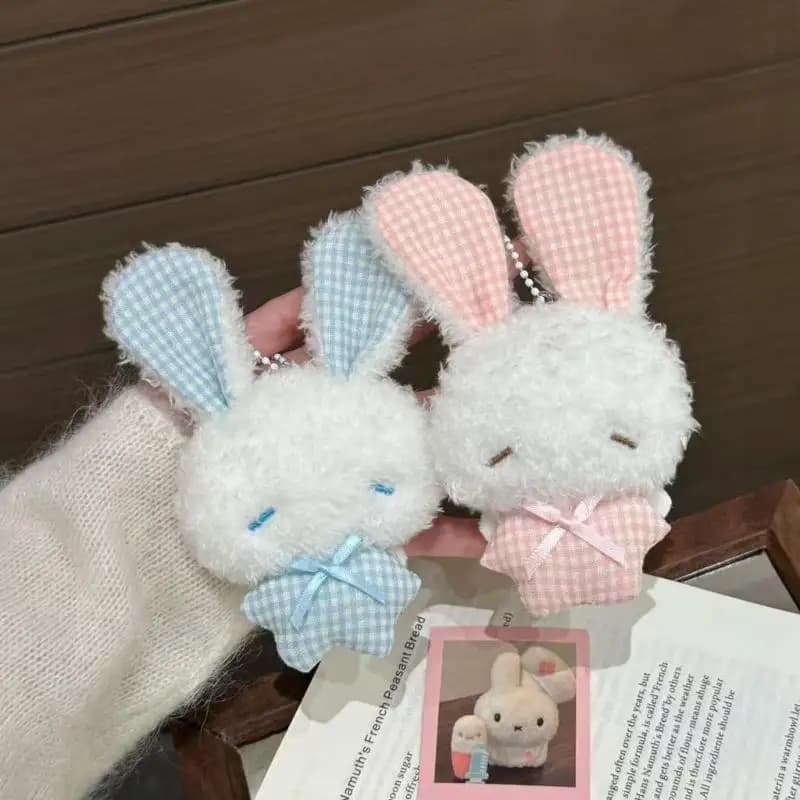 Kawaii Mini Bunny Plush Keychain Cute Angel Rabbit Stuffed Toy Soft Animal Bag Pendant Decor For Kids Girls Gift