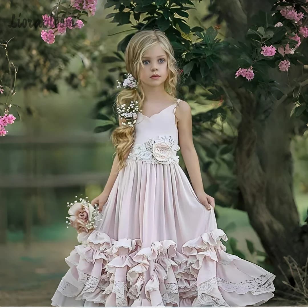 Abito da damigella d'onore con scollo all'americana e scollo a V profondo, personalizzato, con gonna ampia e bordi in pizzo, per feste di matrimonio