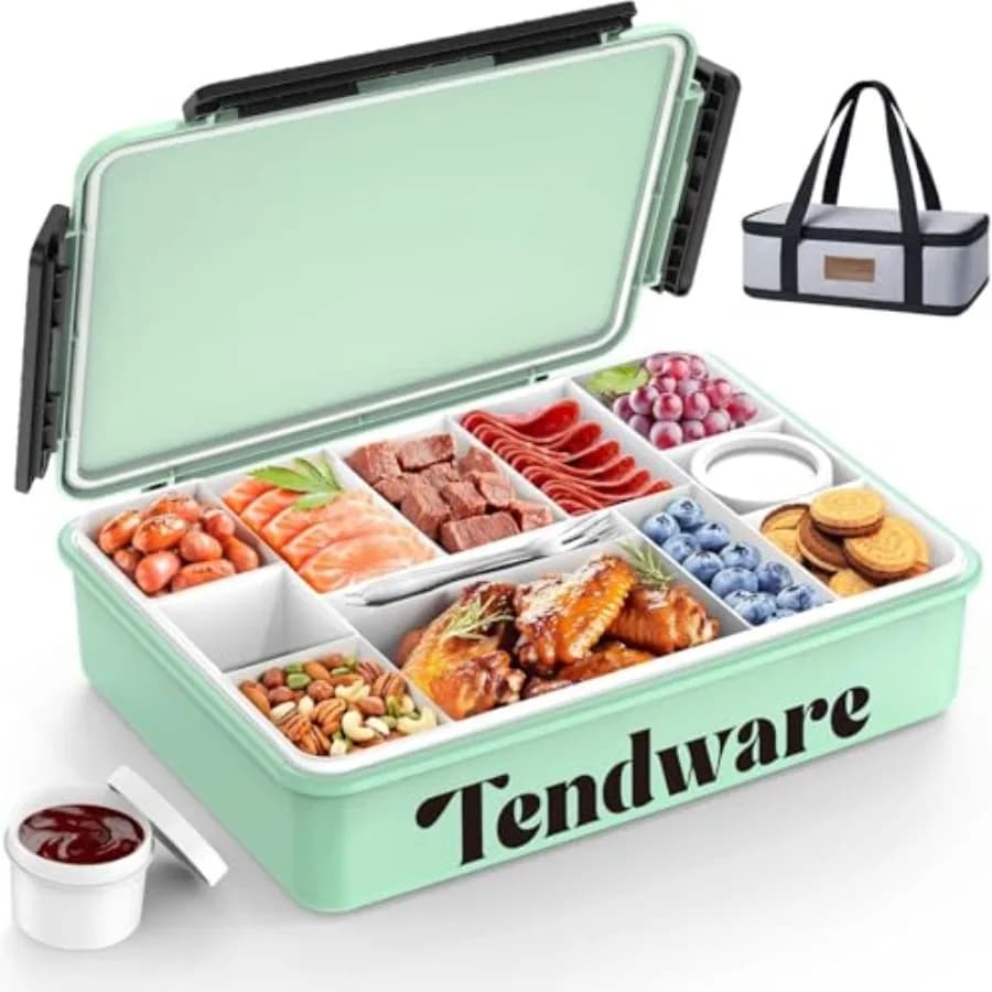 Contenitore Portatile Refrigerato per Snack, Borsa Termica per Mantenere il Cibo Caldo, Vassoio Divisorio a 12 Scomparti, Impacco Ghiaccio Riutilizzabile