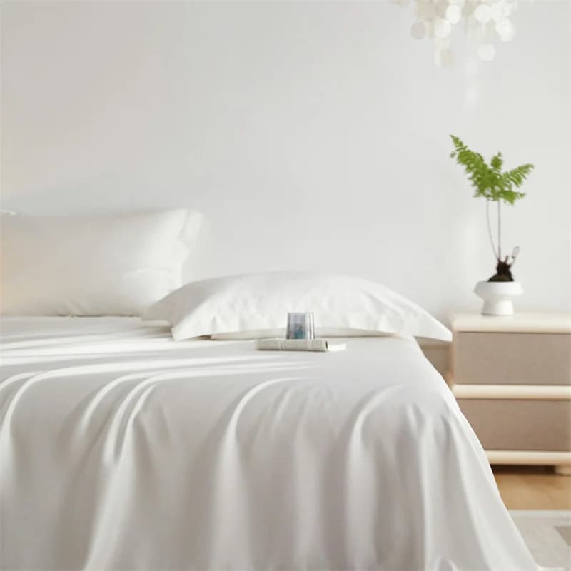 1PC Flat Sheet for Double Plain Solid White Top Sheet US Queen/King Bed Sheets Soft Silky Cooling Lyocell Home Hotel Bed Linen