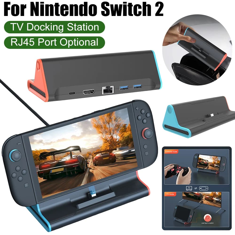 Base hub aggancio TV per console Nintendo Switch 2 Dock di ricarica rapida con porta HDMI 4K/tipo C/USB per accessorio di gioco Switch 2
