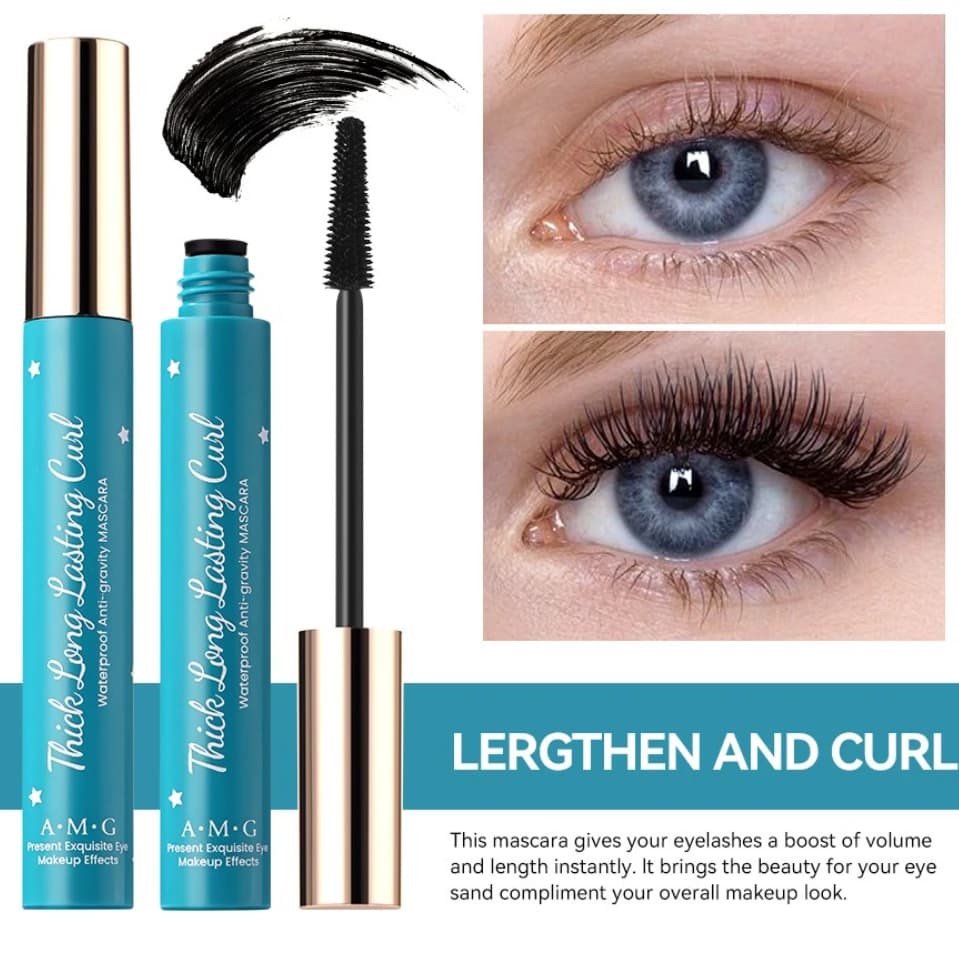 Mascara arricciante volumizzante impermeabile - Formula crema allungante a prova di sbavature, asciugatura rapida a lunga durata, resistente al sudore e agli strappi