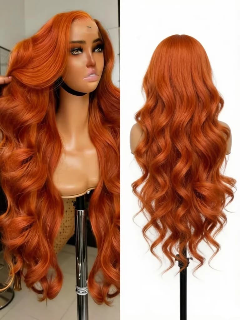 230% Density #350 Ginger Orange Body Wave 13x4 Lace Front Wigs Human Hair 30 36 Inch Vietnamese 13x6 Water Wave Transparent Lace Front Human Hair Wigs