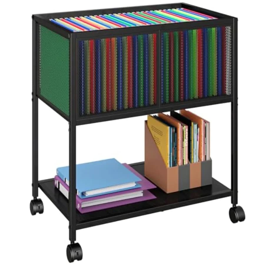 Carrello Portadocumenti Mobile con Ruote, Armadietto Portadocumenti in Metallo, Organizzatore per Documenti Formato Letter