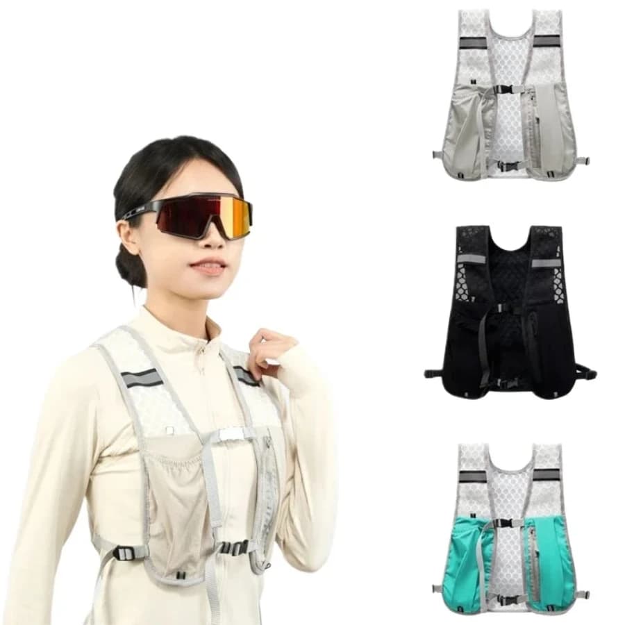 2025 new Biking Running Storage Vest Lightweight Running Vest Reflective Hydration Water Chest Pack With Phone Storage Pocket