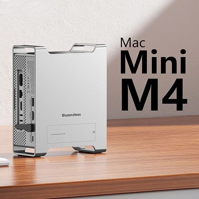 Supporto dock verticale per Mac mini M4 - Custodia SSD NVMe esterna di tipo C e hub di espansione (salvaspazio)