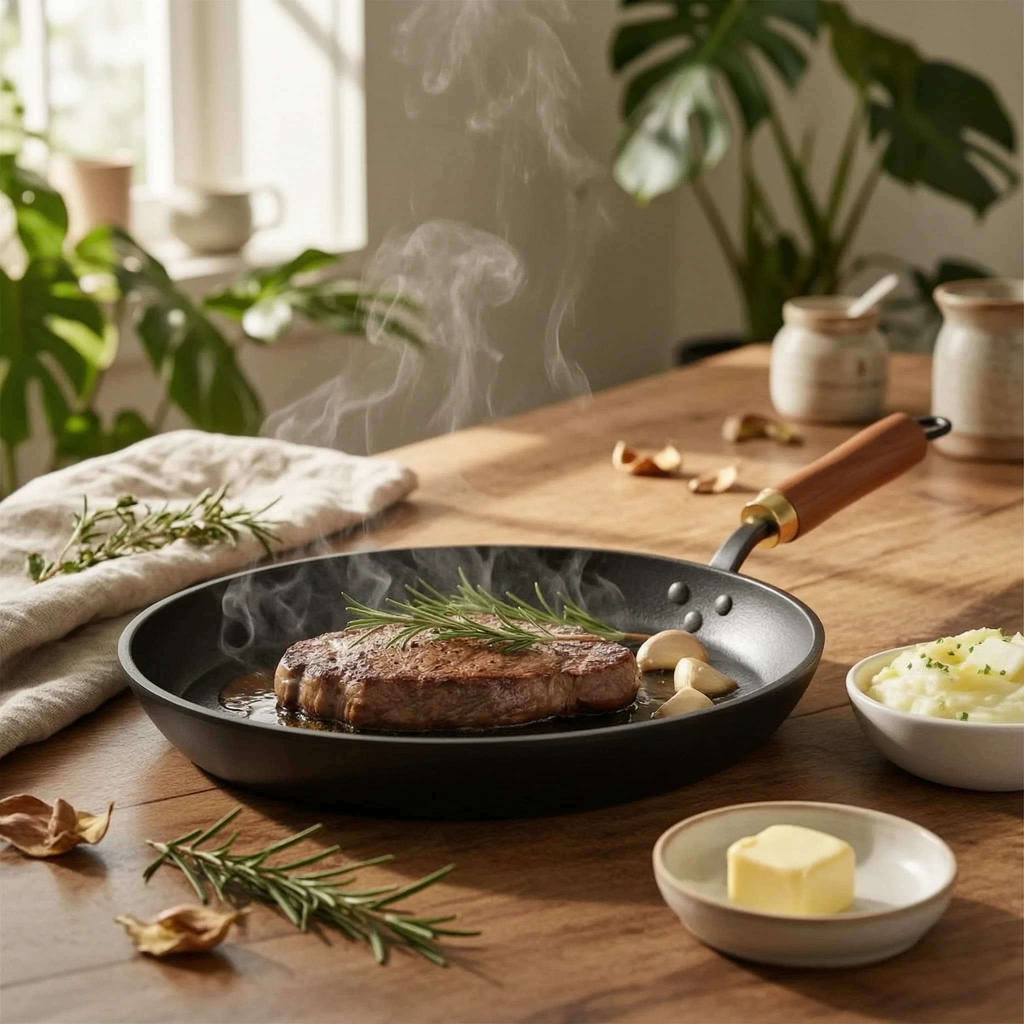 Padella Antiaderente con Finitura Texturizzata, Padella Bassa con Bordo Dorato e Anello per Appendere, Utensile da Cucina