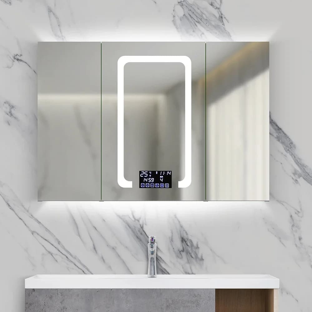 l # Armadietto a specchio LED intelligente per riporre il bagno con altoparlante