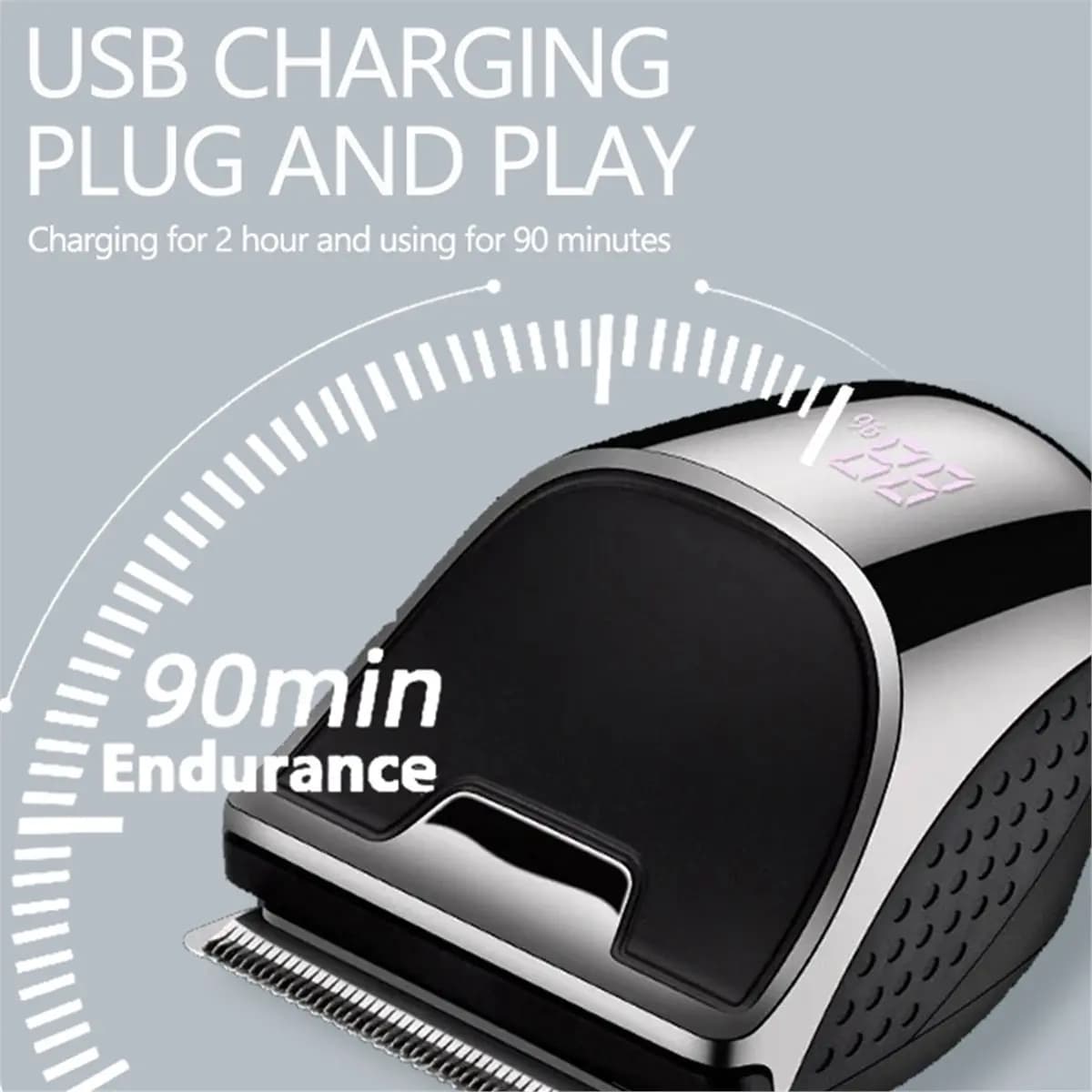 RECOMENDAR】Professional Cordless Electric Hair & Beard Clipper, 0.1mm Bald Head Self-Cutting Trimmer Machine for Men