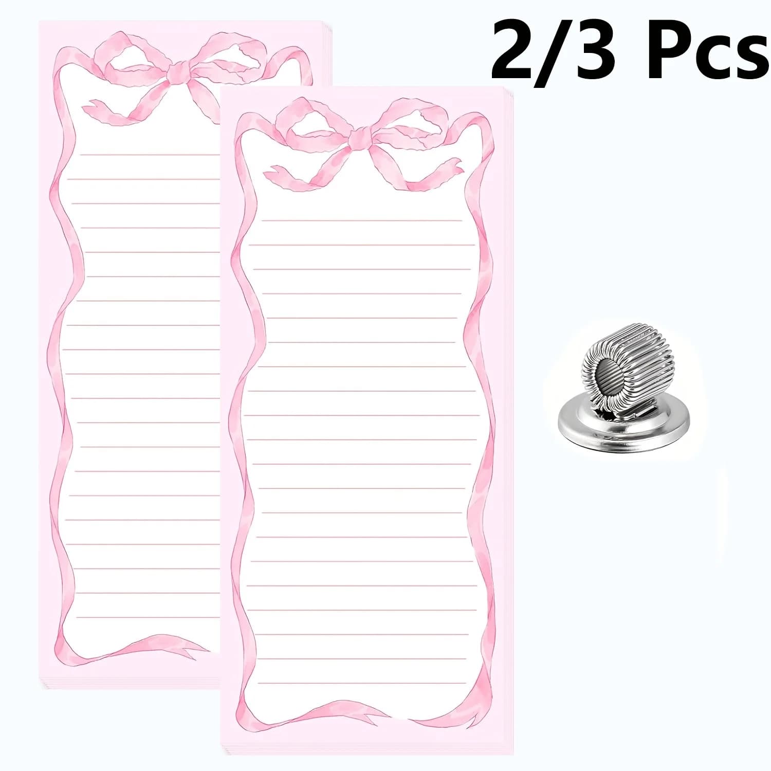Set da 2/3 pezzi di porta note adesive magnetiche con fiocco rosa, con 60 pagine di quaderno rimovibile, regalo pratico per la scuola, la casa e l'ufficio