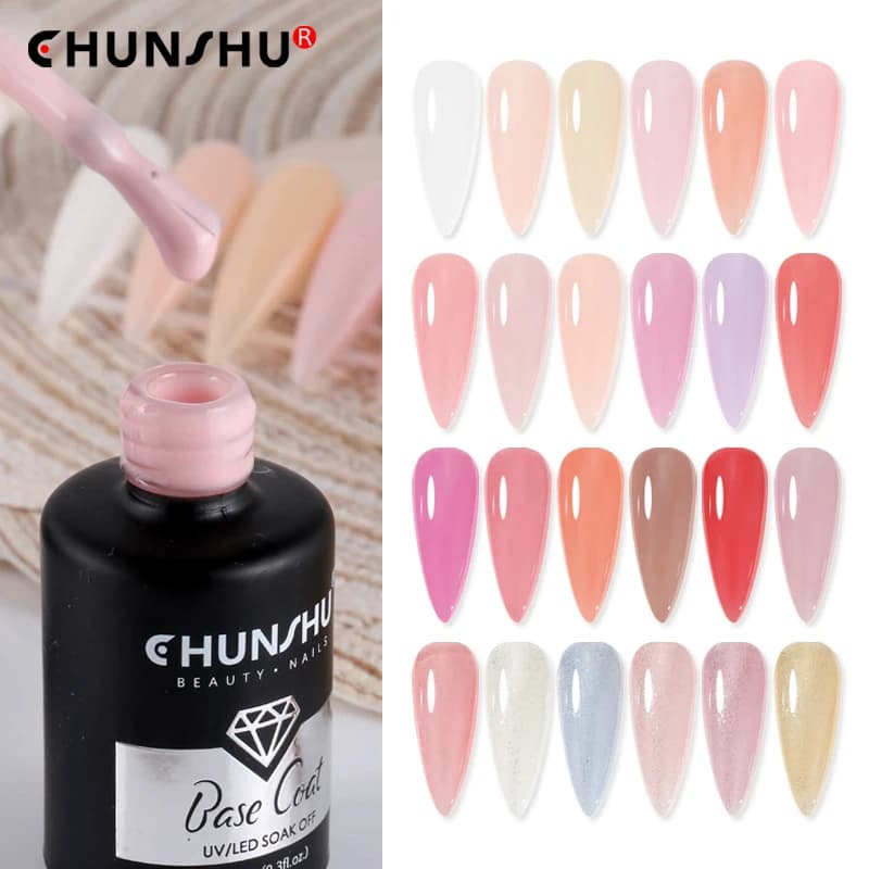 CHUNSHU 10ml Base in Gomma Bianco Latteo Smalto Gel Aggiornamento Camouflage Colore Base Coat Soak Off UV LED Unghie Art Gel Vernice Lacca