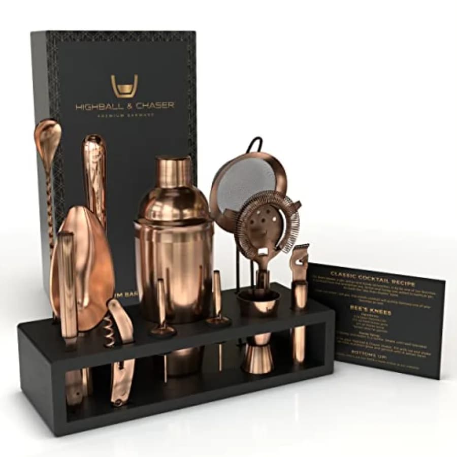 13-Piece Cobbler Cocktail Shaker Set Matte Copper Stainl Steel Bartender Kit For Home Bar Cocktail Set Laser Engraved Cocktail