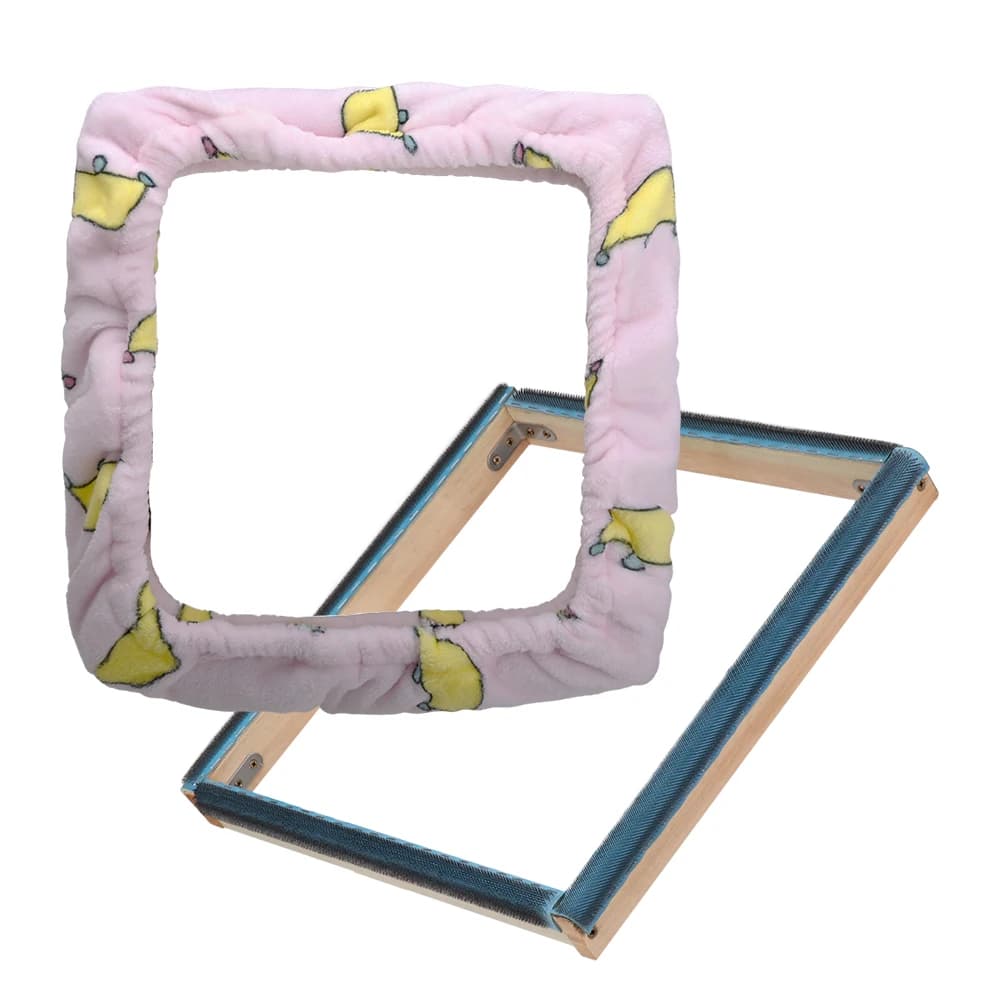NEW 40cm Square Embroidery Hoop Wooden Gripper Strip Frame With Stand For Punch Needle Frame DIY Embroidery Sewing Cloth