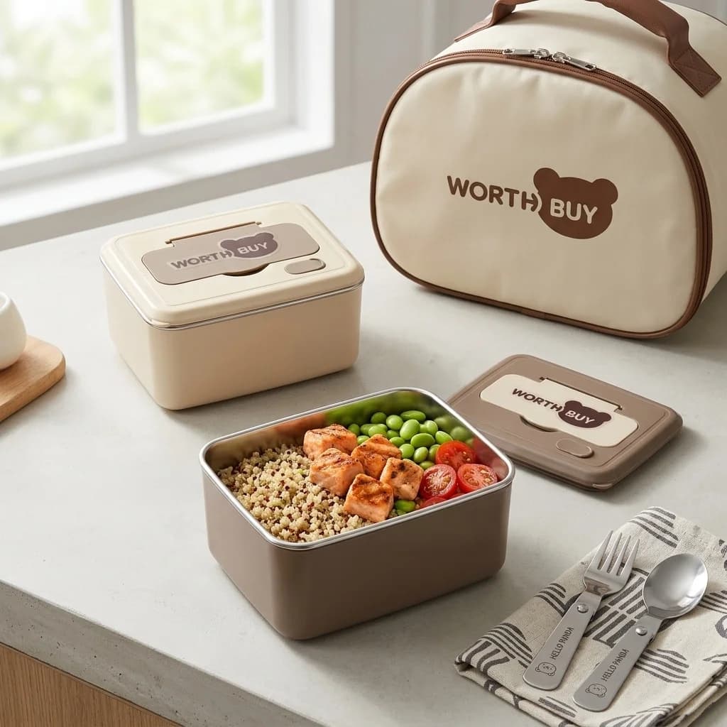 Contenitore termico per il pranzo in acciaio inossidabile 304 per bambini e studenti, portatile, sigillato, per frutta, insalata e alimenti, adatto al microonde, tipo bento box.