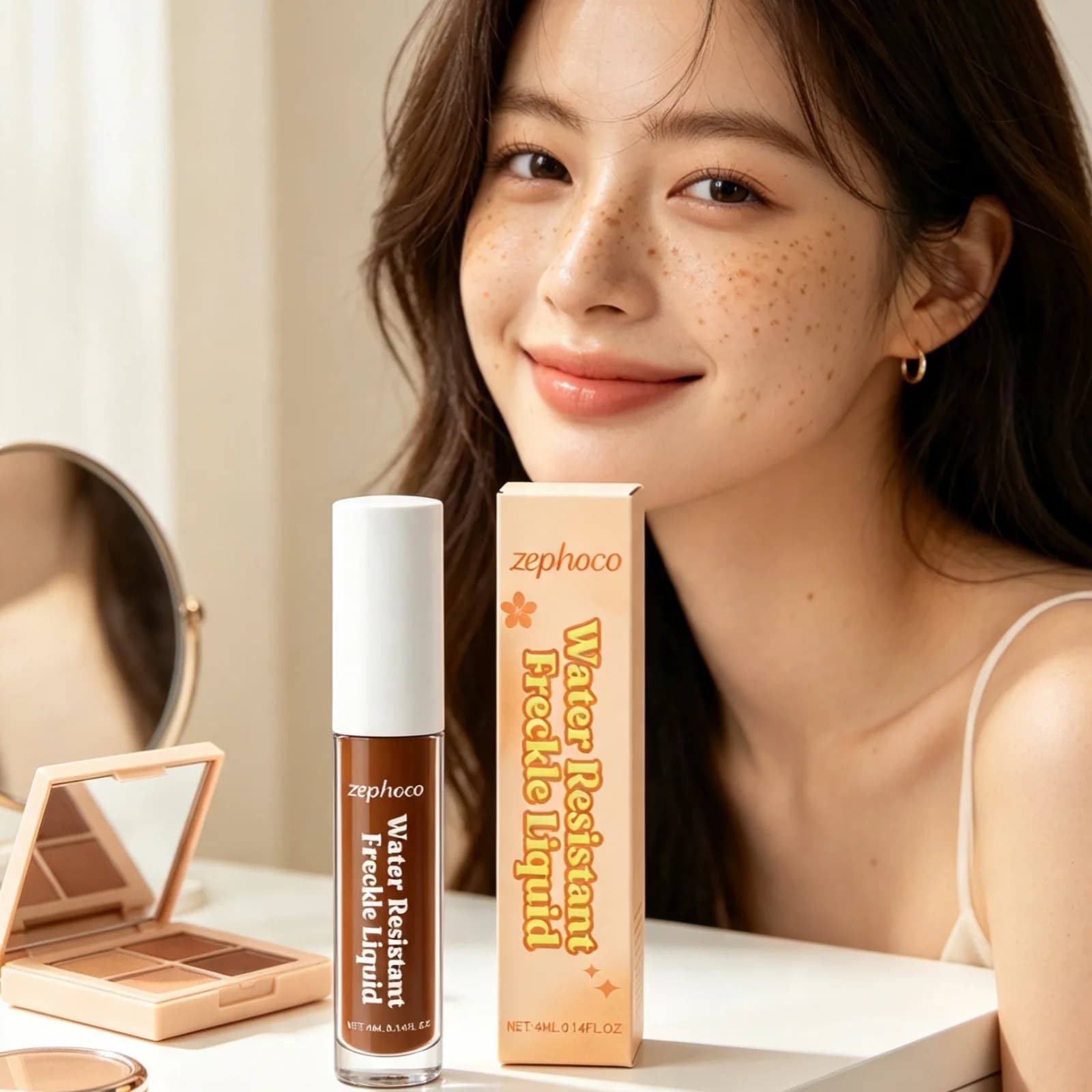 Zephoco Freckle Liquid Waterproof Long Lasting Makeup Fine Tip Fast Color Development Quick Drying Natural Looking Freckle Pen