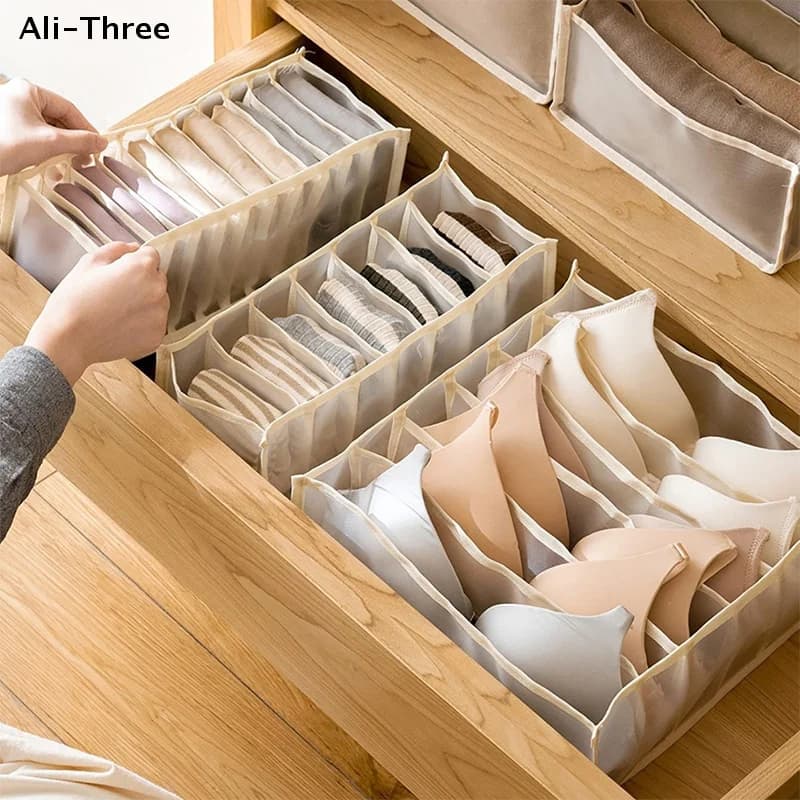 1 Pezzo Scatola Portaoggetti a 11/7/6 Scomparti per Lingerie, Organizzatore a Rete per Calzini, Borsa Contenitore per Armadio e Dormitorio