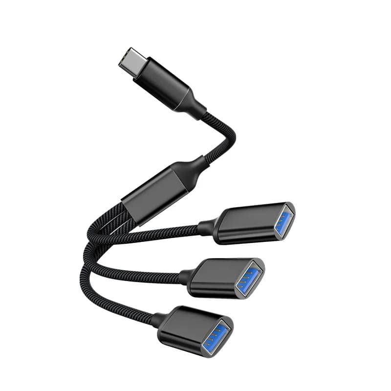 Adattatore Hub USB Type-C 3.0 3-in-1 per PC, Laptop, Macbook - Cavo Splitter per Trasferimento Dati Veloce - Compatibile con Samsung, Huawei