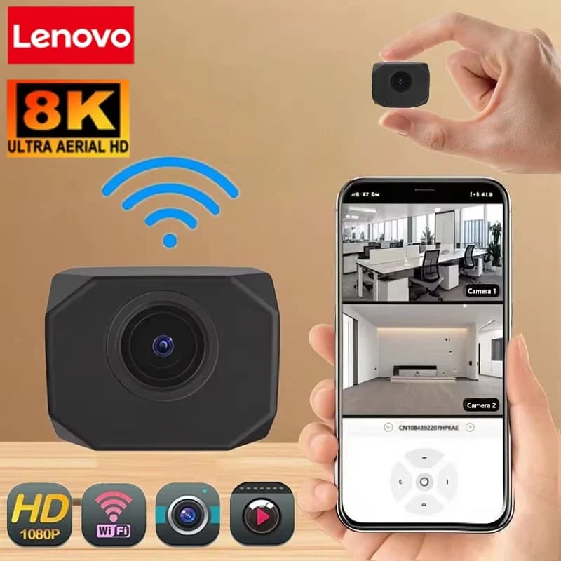 Telecamera Mini HD 1080P Lenovo WiFi IP AP per Monitoraggio Remoto, Videocamera Portatile Leggera per Sorveglianza Domestica Intelligente