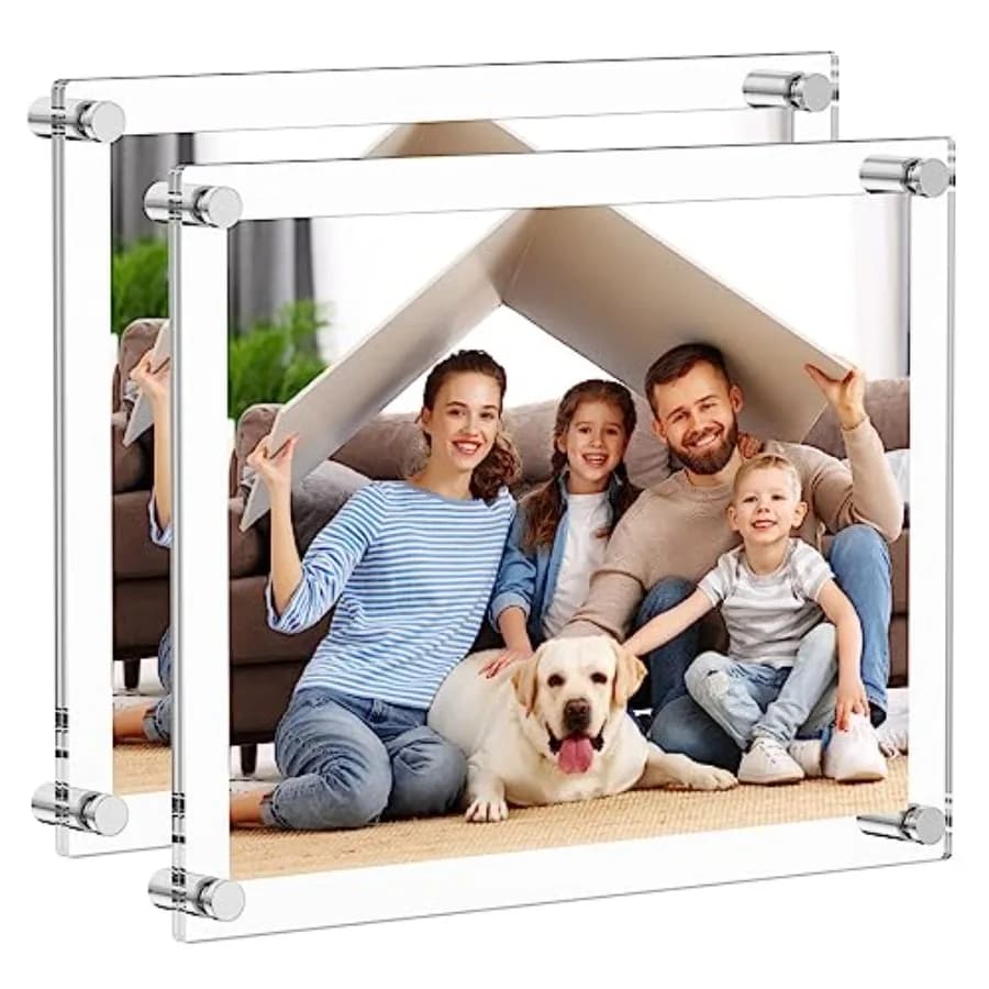 Cornici per foto in acrilico, confezione da 2, cornici trasparenti da parete, cornici moderne senza cornice, cubi quadrati trasparenti in lucite.