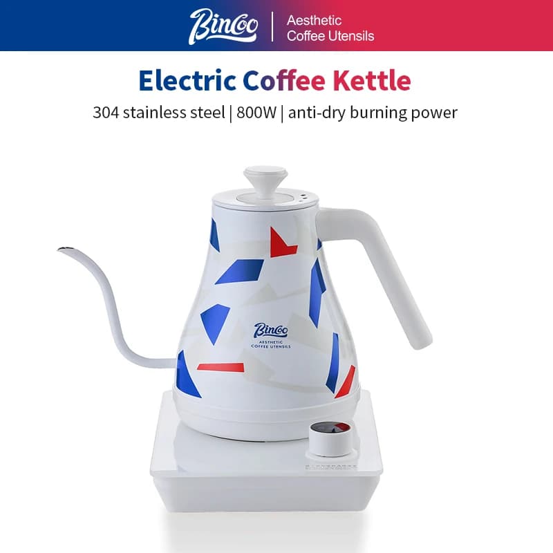 BINCOO Hand Brewed Coffee Pot Electric Kettle Intelligent Temperature Control Gooseneck Pot Household Tea Pot Barista Tools 800W