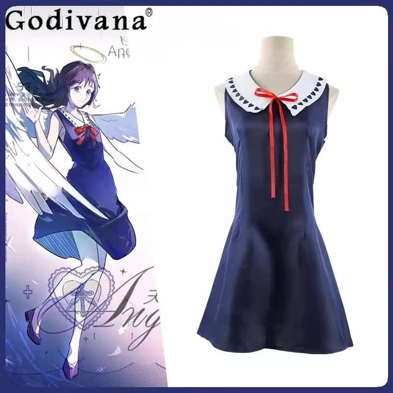 Costume cosplay da donna con incantesimo da battaglia sul retro, colletto con fiocco, versione teatrale, abito da battaglia con incantesimo, abito anime cosplay con retro femminile